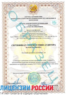 Образец сертификата соответствия аудитора №ST.RU.EXP.00014299-1 Арзамас Сертификат ISO 14001